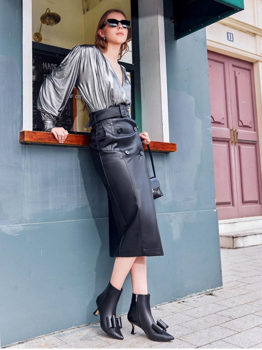 Stylish Black Bow Ankle Boots - Women